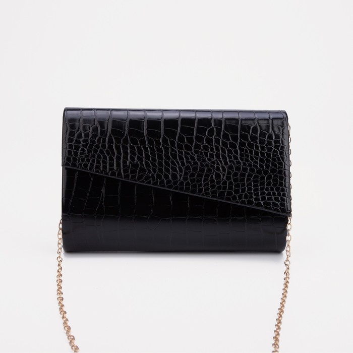 Сумка-клатч, отдел на клапане, цвет чёрный