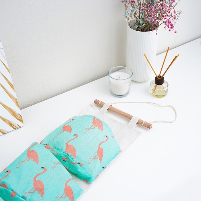 Органайзер подвесной с карманами Доляна &laquo;Фламинго&raquo;, 3 отделения, 20&times;60 см, цвет голубой