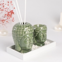 Диффузор керамика + подсвечник "Будды" аромапалочки 3 шт 9х17х10,5 см