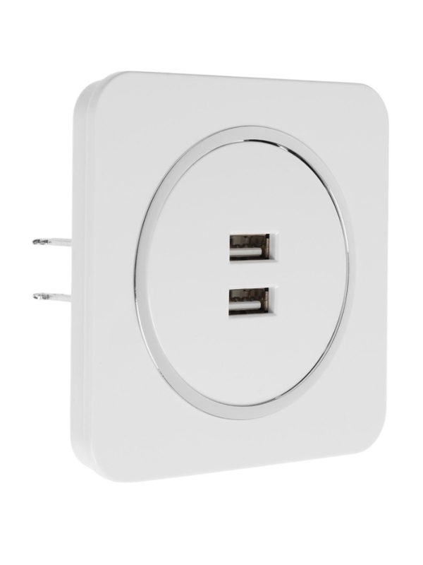 Розетка с 2 USB-A разъёмами, 2.1А, 5В, серия "Circular", 10 А, скрытая, серебристая рамка