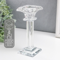 Подсвечник стекло на 1 свечу "Ампир" на ножке d=2,5 и 4 см 6,5х6,5х16,5 см