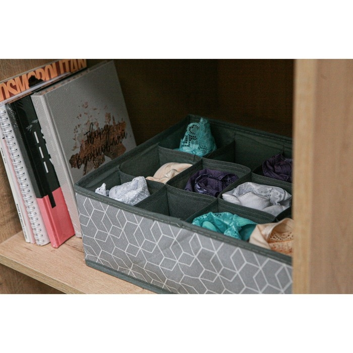 Органайзер для хранения белья Доляна &laquo;Фора&raquo;, 12 ячеек, 32&times;24&times;12 см, цвет серый