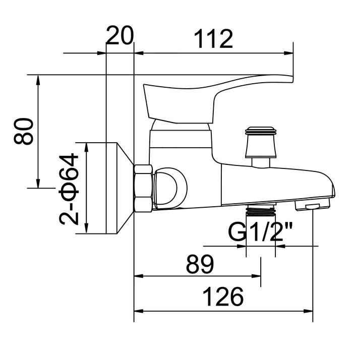 Cмеситель для ванны Accoona A6061, однорычажный, силумин, хром