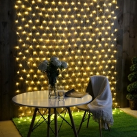 Гирлянда &laquo;Сеть&raquo; 2 &times; 3 м, IP44, УМС, прозрачная нить, 384 LED, свечение тёплое белое, 220 В