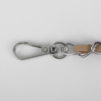 Цепочка с искусственной кожей для сумки, с карабинами, 10 &times; 15 мм, 118 &plusmn; 3 см, цвет серебряный/бежевый