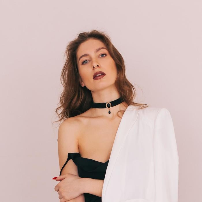 Чокер &laquo;Александрия&raquo; ажур, овал, цвет чёрный в золоте, 30 см