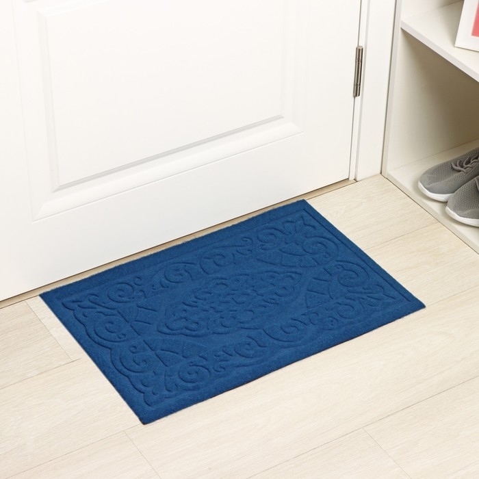 Коврик придверный Доляна &laquo;Восточная сказка&raquo;, влаговпитывающий, без окантовки, 40&times;60 см, синий