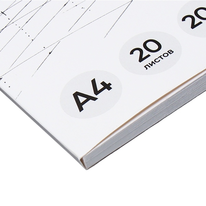 Альбом для черчения А4, 20 листов, блок 200 г/м&sup2;, на клею, ErichKrause, без рамки