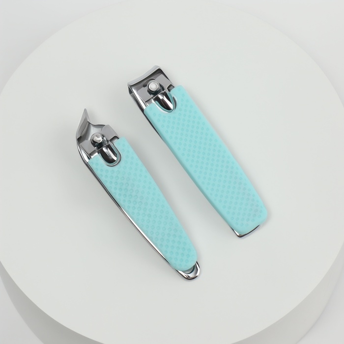 Кусачки - книпсер, набор, 2 предмета, в футляре, цвет бирюзовый