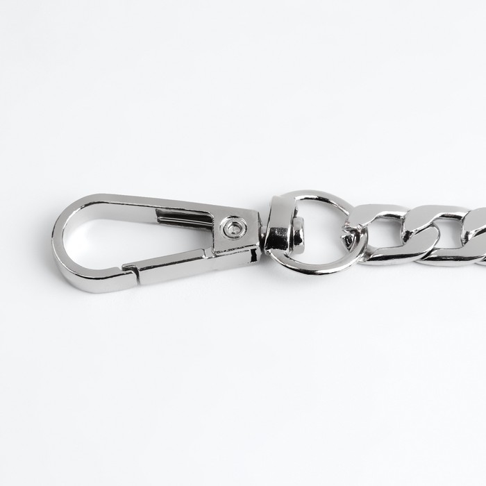 Цепочка для сумки, с карабинами, железная, 12,5 &times; 7,5 мм, 60 см, цвет серебряный