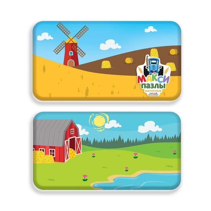 Магнитные макси-пазлы &laquo;Синий трактор на ферме&raquo;, в металлической коробке