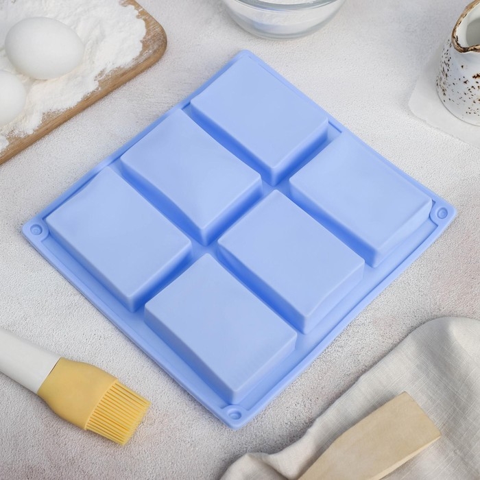 Форма для выпечки Доляна &laquo;Фигуры.Прямоугольник&raquo;, силикон, 22&times;20,5&times;2,5 см, 6 ячеек (5,5&times;8 см), цвет МИКС