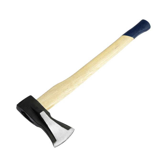 Колун кованый ТУНДРА, круглый железный клин, топорище из Гикори (орешник) 70 см, 2 кг