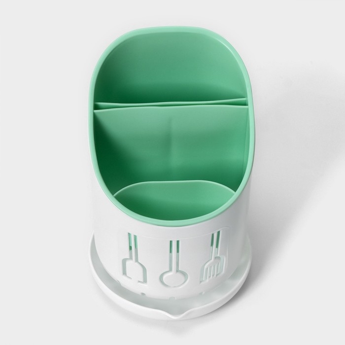 Подставка для столовых приборов Доляна, 3 отделения, 12&times;12&times;9 см, цвет МИКС