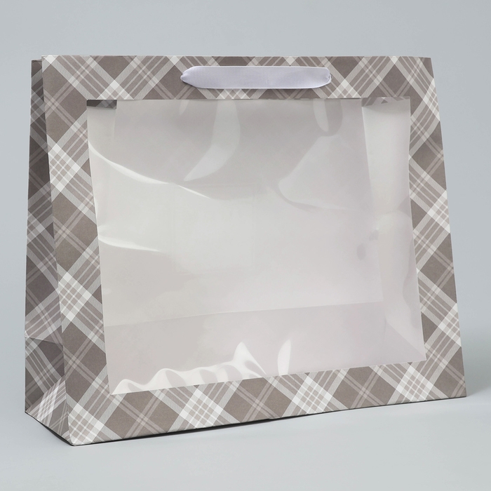 Пакет подарочный крафтовый с пластиковым окном, упаковка, &laquo;Мужской&raquo;, 31 х 26 х 10 см