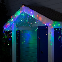 Гирлянда &laquo;Бахрома&raquo; 3 &times; 0.6 м, IP44, УМС, прозрачная нить, 160 LED, свечение мульти, 220 В