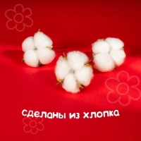 Сухие цветы хлопка, набор 3 шт., размер 1 шт. 6 &times; 6 см, цвет белый