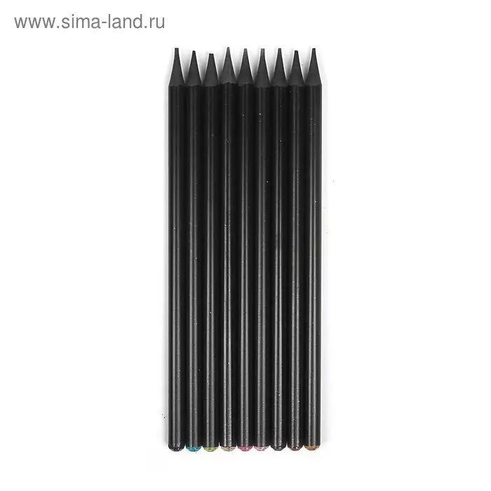 Карандаш чернографитный твёрдость НВ, корпус чёрный, заточенный, со стразой из акрила, МИКС