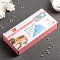 Набор кондитерский, 34 предмета: 26 насадок d=1,7, h=3 см, 2 адаптера, 2 гвоздя 3&times;6,5, 2 зажима