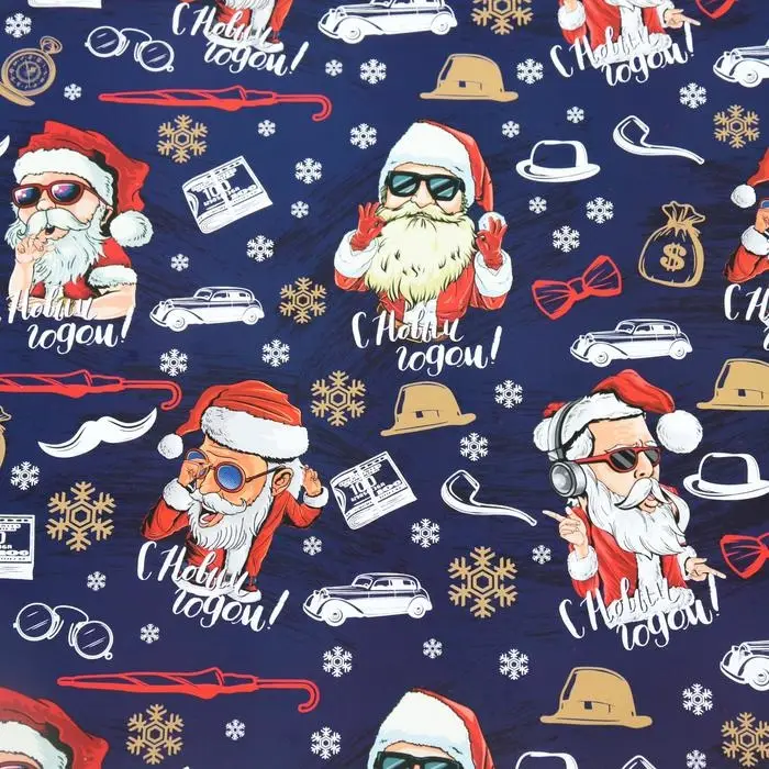 Бумага упаковочная новогодняя глянцевая &laquo;Кайфуша Санта&raquo;, 50&times;70 см
