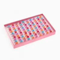 Кольцо Выбражулька &laquo;Цветочки&raquo;, блеск, безразмерное, фасовка 100 шт., МИКС