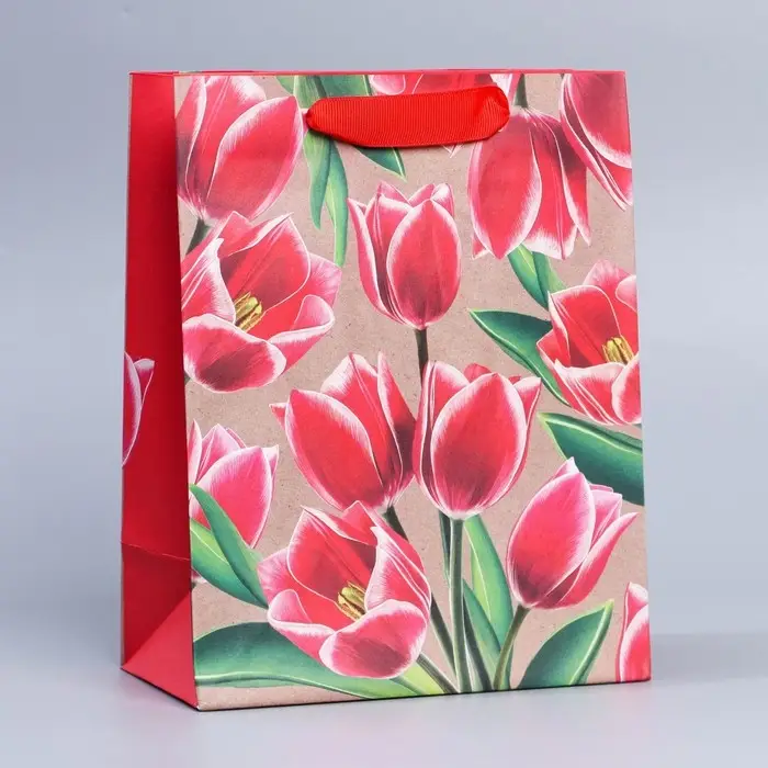 Пакет подарочный крафтовый, упаковка, &laquo;8 марта&raquo;, MS 23 х 18 х 10 см