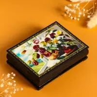 Шкатулка &laquo;Цветы в корзине&raquo;, 10&times;14 см, лаковая миниатюра