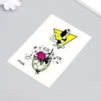 Переводные тату на тело светящиеся цветные &laquo;Девушка и роза в осколках&raquo;, 14.3&times;7.5 см