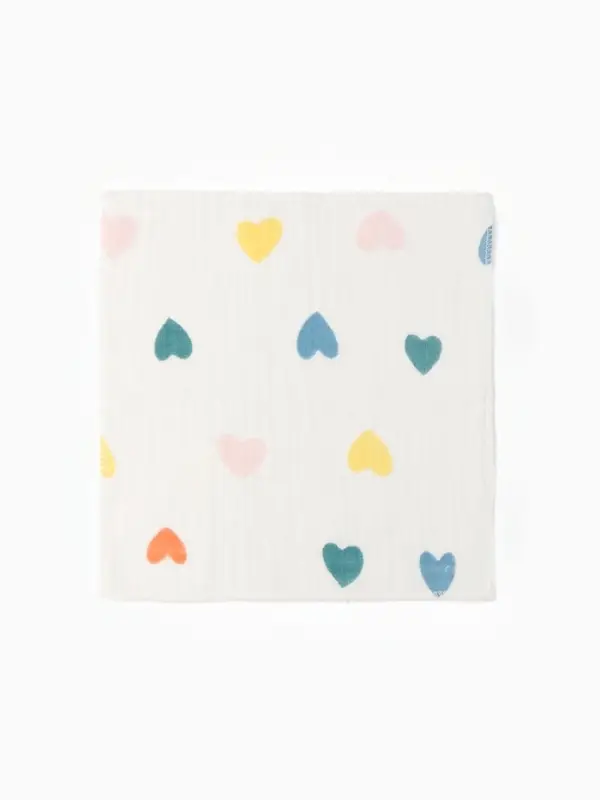 Набор платочков Крошка Я Сolored hearts (вид 1) 20*20 см-5 шт, муслин, 100 % хлопок
