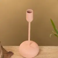 Подсвечник на 1 свечу текстурный "Пудровый розовый" 8х8х20 см