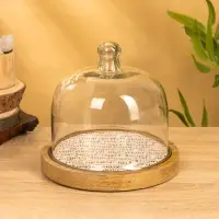 Блюдо сервировочное с крышкой, 20&times;20&times;19.5 см, дерево, стекло