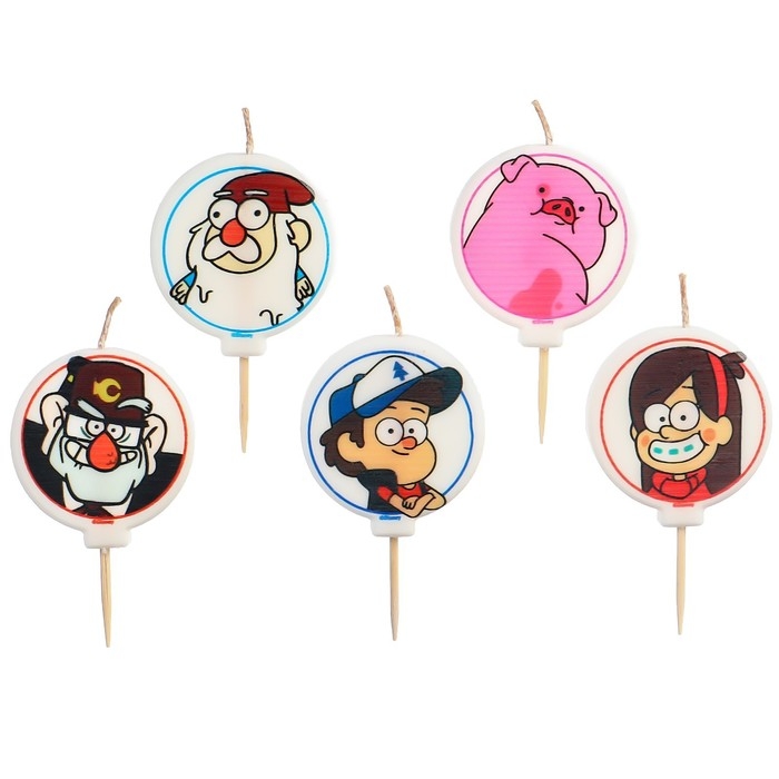 Свеча для торта "С Днем Рождения!", 5 штук, Гравити Фолз