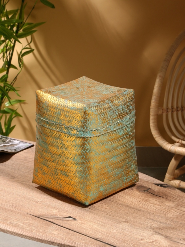 Корзинка плетеная "Голден" 25х25х30 см, голубой