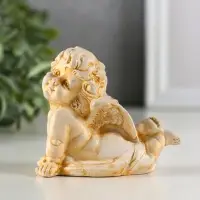 Фигура гипс "Ангел на животе лежит" 6х8 см, позолота
