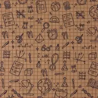 Бумага упаковочная крафт &laquo;Школьная пора&raquo;, коричневый/синий на коричневом фоне 0.7&times;10&plusmn;5%м