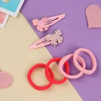 Набор для волос "Лили" (4 резинки 4 см, 2 невидимки 5 см) бабочки, розовый