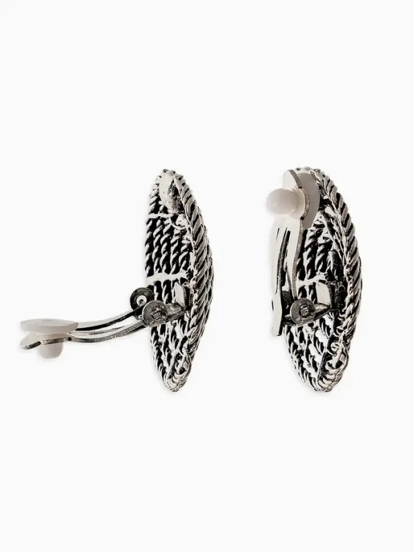 Клипсы "Винтаж" круг из веревки, цвет чернёное серебро