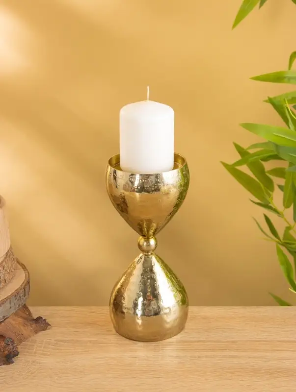 Подсвечник "Песочные часы" алюминий 8,5х19 см, цв. золото