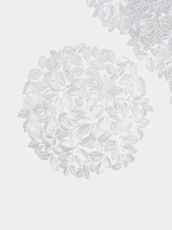 Набор салфеток сервировочных на стол Доляна "Листья", цвет серебро, ПВХ, 38х38 см