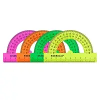 Транспортир 10см 180&deg;, ErichKrause "Neon Solid", пластик, непрозрачный, коробка-дисплей, МИКС