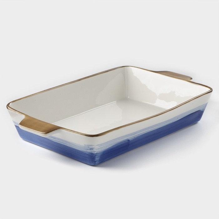 Форма для запекания из фарфора прямоугольная Доляна &laquo;Космос&raquo;, 2100 мл, 34&times;20,5&times;5,5 см, цвет синий