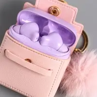 Брелок кожзам с карабином, с пушистиком "Сумочка" нежно-розовый 5,8х2,4х5 см