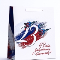 Пакет подарочный вертикальный &laquo;С 23 Февраля!&raquo;,   ML 23 &times; 27 &times; 11.5 см