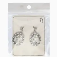 Серьги со стразами "Овал грань", цвет белый в серебре