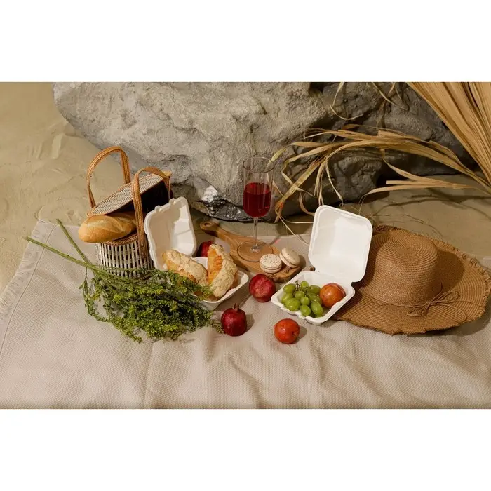 Ланч - бокс, коробка для бенто-торта и бургера, 450 мл, 15,2&times;15,4&times;8,8 см, сахарный тростник