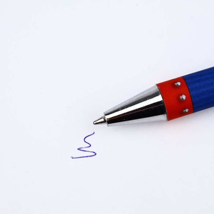 Ручка пластик "С 23 февраля звезды", шариковая, синяя паста