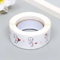 Наклейка бумага "Романтик" d=2,5 см 500 шт в рулоне 3х6,5х6,5 см