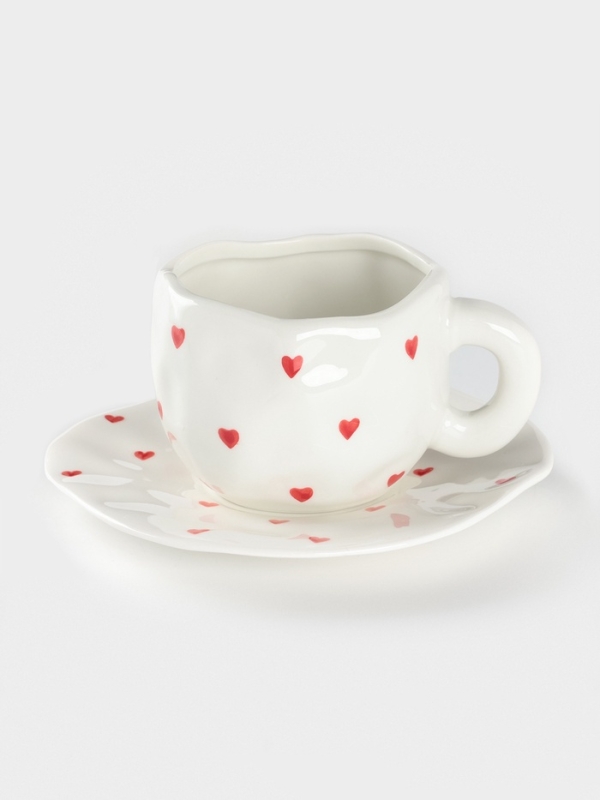 Чайная пара Доляна &laquo;Любовь&raquo;, чашка 220 мл, блюдце d=16 см, ручная роспись, керамика, белая