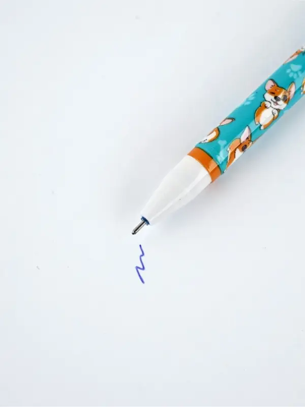 Ручка пластик пиши-стирай с колпачком "Корги", синяя паста, гелевая 0,5 мм