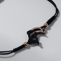 Браслет ассорти на нити &laquo;Дельфинчик&raquo; на нити, цвет чёрный в золоте